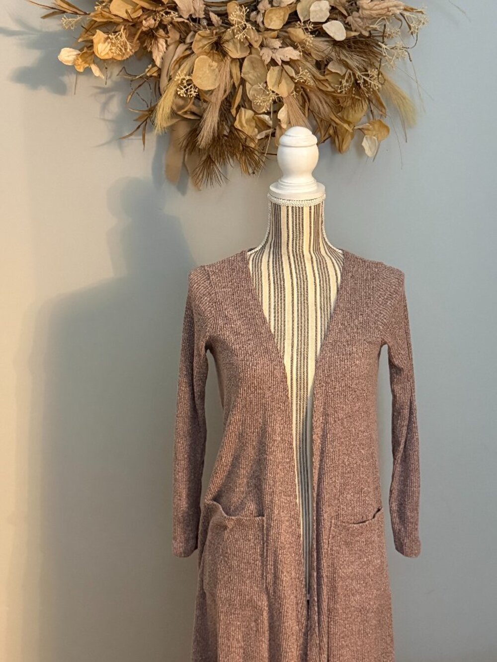 LuLaRoe Sarah Cardigan Size S Mauve Heather Long Duster Sweater Pockets
